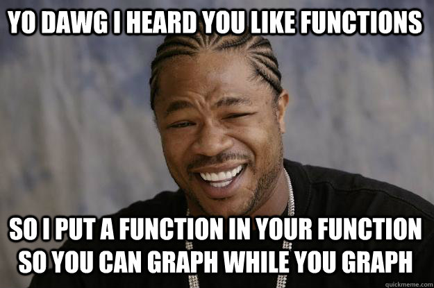Yo dawg i heard you like functions so i put a function in your function so you can graph while you graph  Xzibit meme