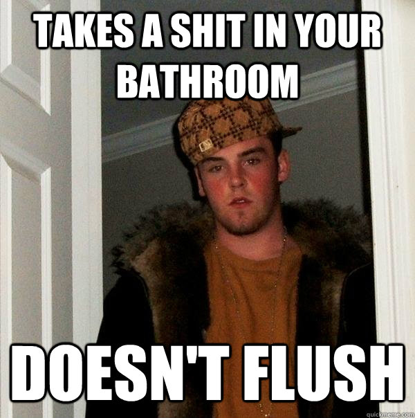 takes a shit in your bathroom doesn't flush   Scumbag Steve