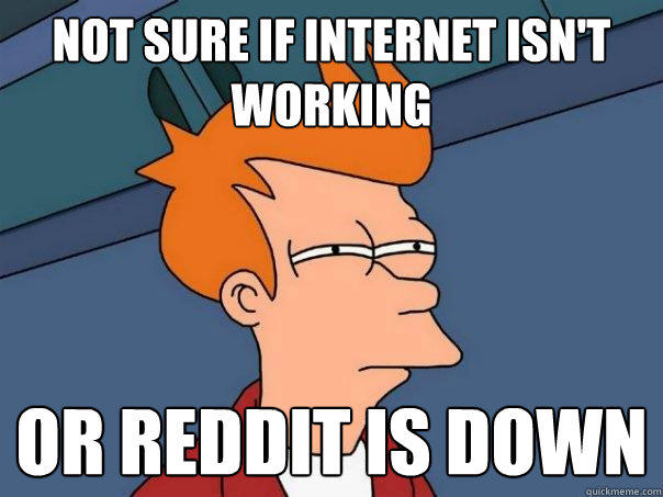 Not sure if internet isn't working Or reddit is down  Futurama Fry