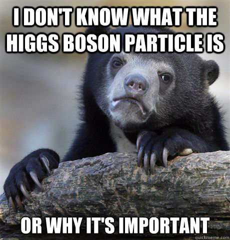 I don't know what the higgs Boson particle is or why it's important  Confession Bear