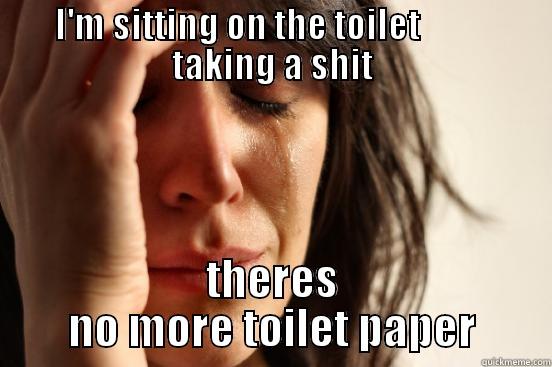 I'M SITTING ON THE TOILET           TAKING A SHIT THERES NO MORE TOILET PAPER First World Problems