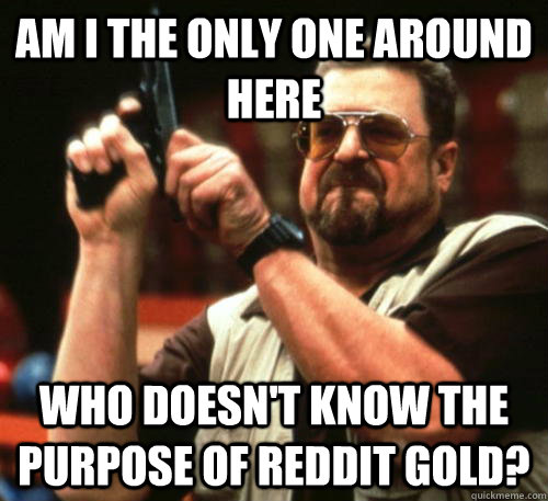 Am i the only one around here Who doesn't know the purpose of reddit gold?  Am I The Only One Around Here