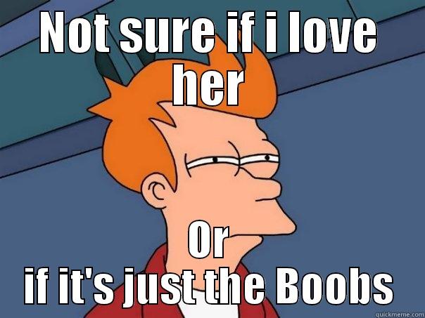 NOT SURE IF I LOVE HER OR IF IT'S JUST THE BOOBS Futurama Fry