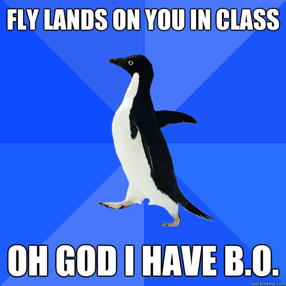 Fly lands on you in class OH GOD I HAVE B.O.  Socially Awkward Penguin