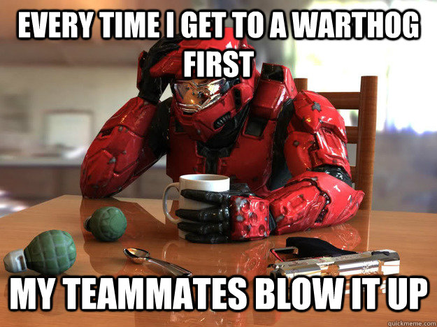 Every time i get to a warthog first my teammates blow it up  First World Halo Problems