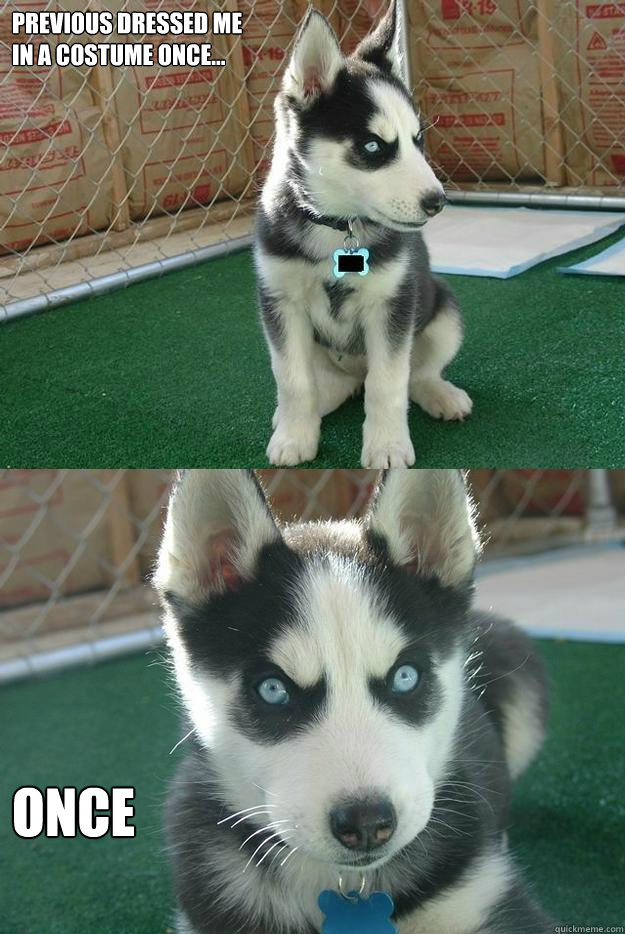 Previous dressed me
in a costume once... once  Insanity puppy