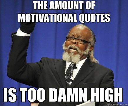 the amount of motivational quotes is too damn high  Too Damn High