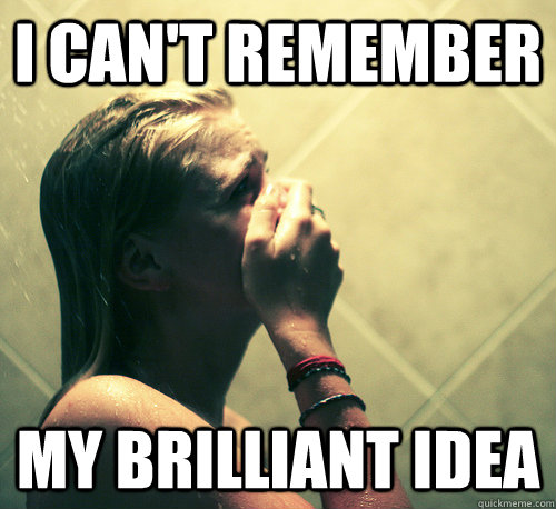 I can't remember my brilliant idea - I can't remember my brilliant idea  Shower Mistake