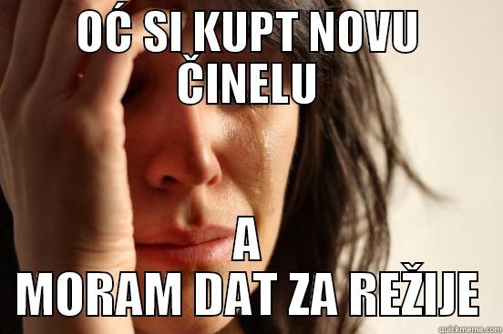 OĆ SI KUPT NOVU ČINELU A MORAM DAT ZA REŽIJE First World Problems