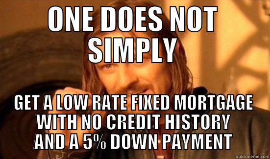 ONE DOES NOT SIMPLY GET A LOW RATE FIXED MORTGAGE WITH NO CREDIT HISTORY AND A 5% DOWN PAYMENT Boromir