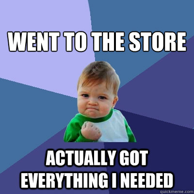 Went to the store Actually got everything I needed  Success Kid