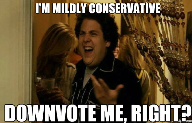 I'm mildly conservative Downvote ME, RIGHT?  fuck me right