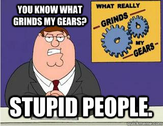 You know what grinds my gears? Stupid people.  