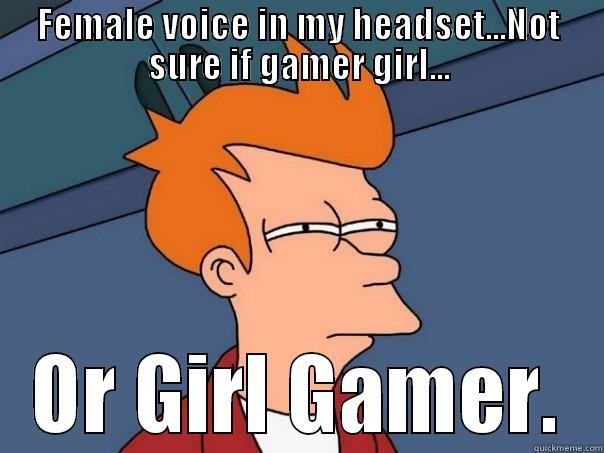 FEMALE VOICE IN MY HEADSET...NOT SURE IF GAMER GIRL... OR GIRL GAMER. Futurama Fry