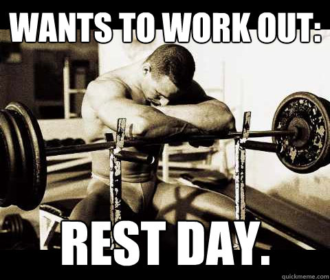 wants to work out: rest day. - wants to work out: rest day.  Bodybuilder Problems