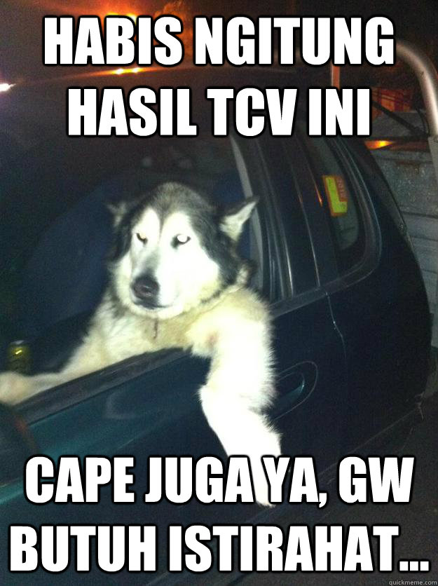 Habis Ngitung hasil TCV ini Cape juga ya, gw butuh istirahat...  Mean Dog