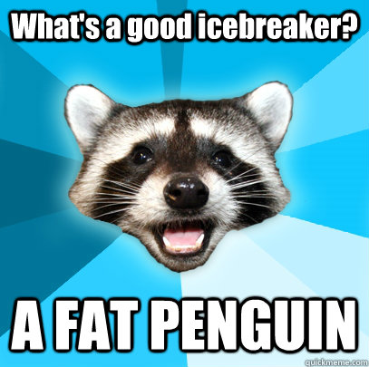 What's a good icebreaker? A FAT PENGUIN  Lame Pun Coon