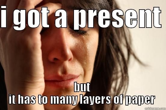 I GOT A PRESENT  BUT IT HAS TO MANY LAYERS OF PAPER First World Problems