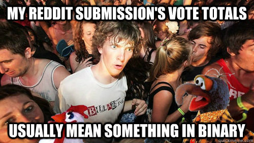 My Reddit Submission's vote totals Usually mean something in Binary  