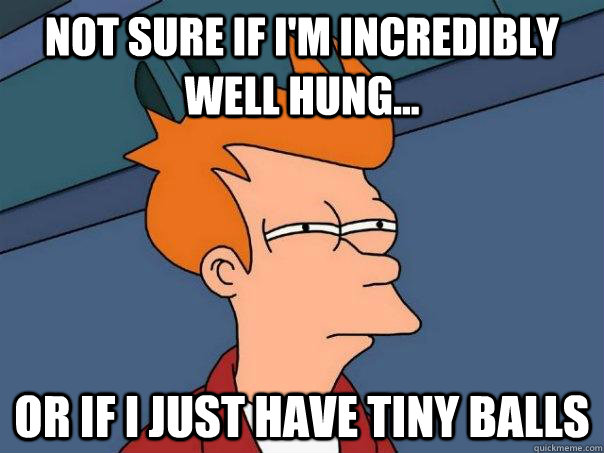 Not sure if i'm incredibly well hung... or if i just have tiny balls  Futurama Fry