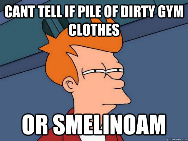cant tell if pile of dirty gym clothes or smelinoam  Futurama Fry