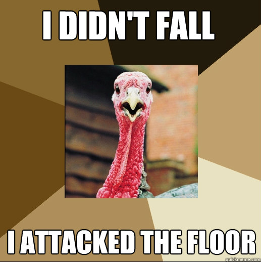 I didn't fall I attacked the floor  Quirky Turkey