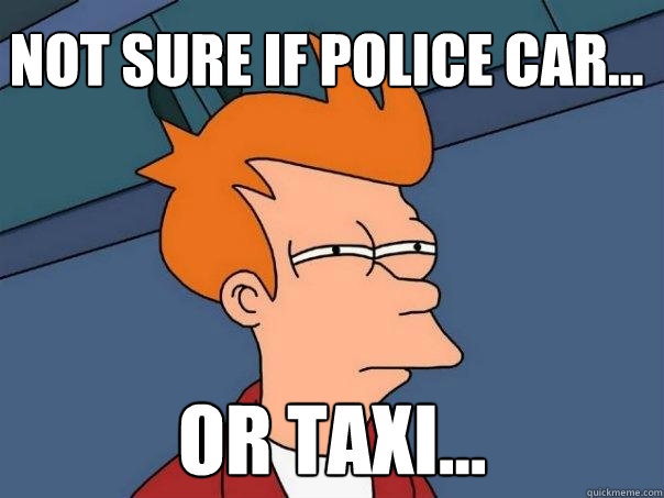 Not sure if police car... Or Taxi...  Futurama Fry