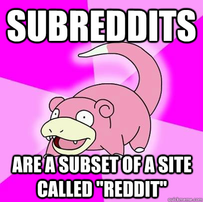 Subreddits are a subset of a site called 