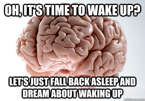 Oh, it's time to wake up? Let's just fall back asleep and dream about waking up - Oh, it's time to wake up? Let's just fall back asleep and dream about waking up  Scumbag Brain