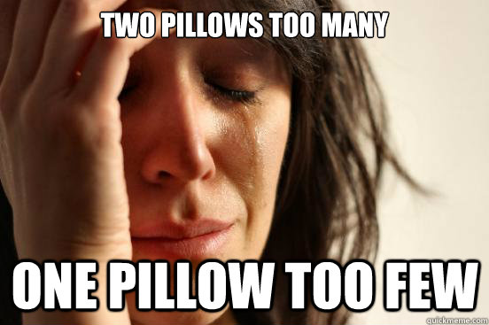two pillows too many one pillow too few  First World Problems