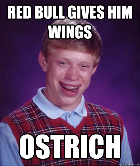 Red Bull gives him wings Ostrich  Bad Luck Brian