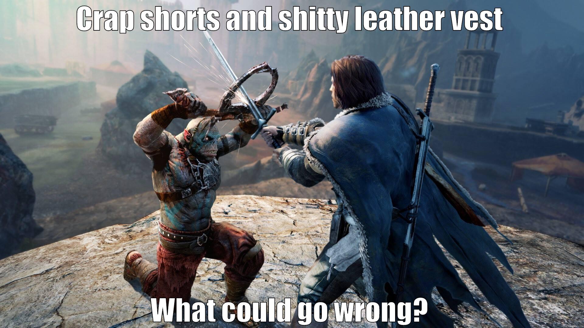 CRAP SHORTS AND SHITTY LEATHER VEST WHAT COULD GO WRONG? Misc