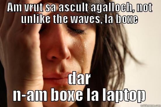 AM VRUT SA ASCULT AGALLOCH, NOT UNLIKE THE WAVES, LA BOXE DAR N-AM BOXE LA LAPTOP First World Problems