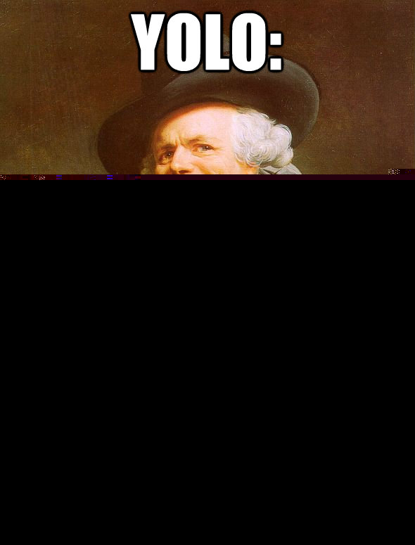 YOLO: One does not experience the enjoyment of a characteristic that distinguishes objects that have signaling and self-sustaining processes more than once.    Joseph Ducreux