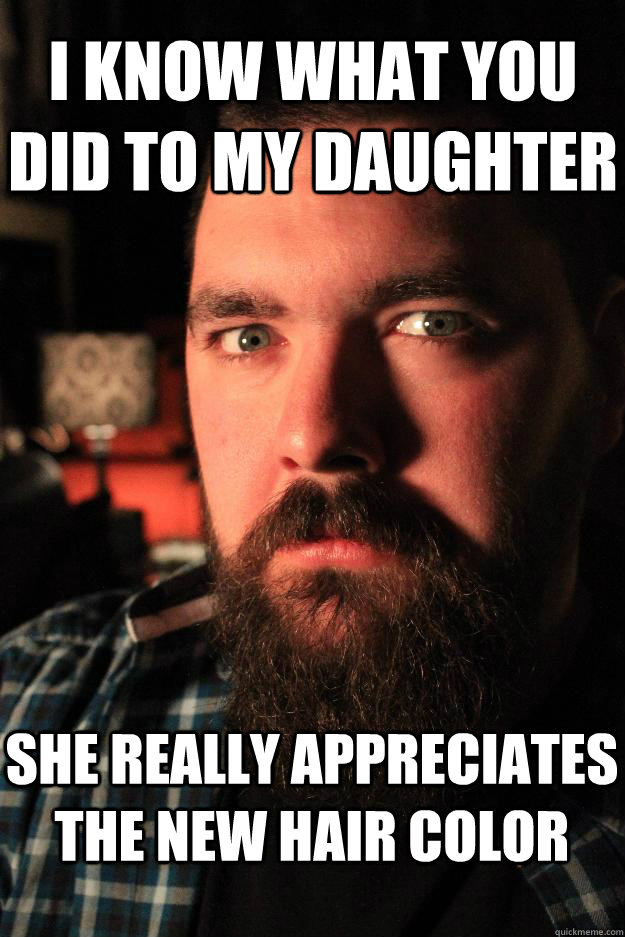 I know what you did to my daughter She really appreciates the new hair color  Dating Site Murderer