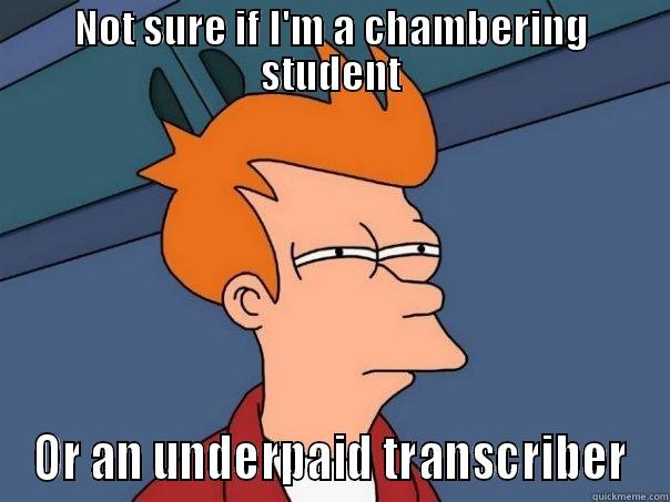 NOT SURE IF I'M A CHAMBERING STUDENT OR AN UNDERPAID TRANSCRIBER Futurama Fry