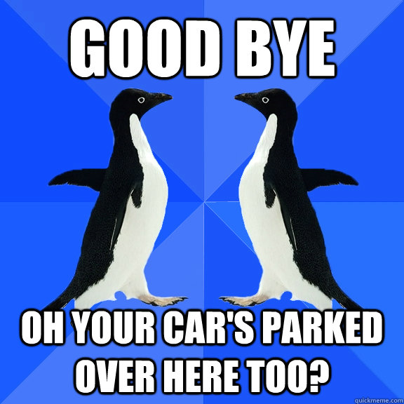 Good Bye Oh your car's parked over here too?  Dancing penguins