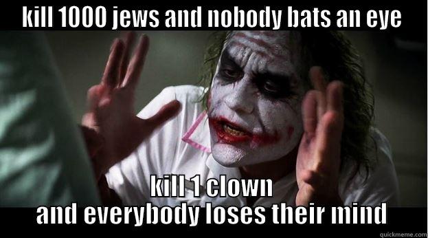 KILL 1000 JEWS AND NOBODY BATS AN EYE KILL 1 CLOWN AND EVERYBODY LOSES THEIR MIND Joker Mind Loss