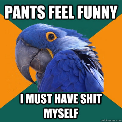 pants feel funny i must have shit myself  Paranoid Parrot