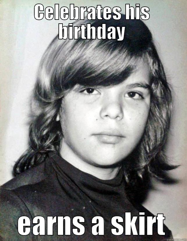 Androgynous boy's problems - CELEBRATES HIS BIRTHDAY EARNS A SKIRT Misc