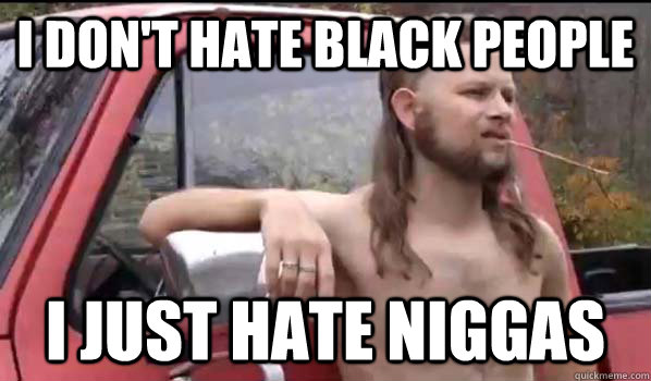 I Don't hate black people i just hate niggas - I Don't hate black people i just hate niggas  Almost Politically Correct Redneck