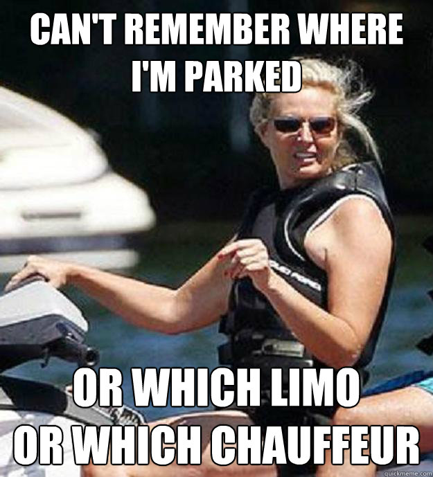 Can't remember where 
I'm parked  or which limo
or which chauffeur - Can't remember where 
I'm parked  or which limo
or which chauffeur  Ann Romney Problems