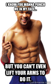 I know you wanna punch me in my face... But you can't even lift your arms to do it.   insanity shaun t