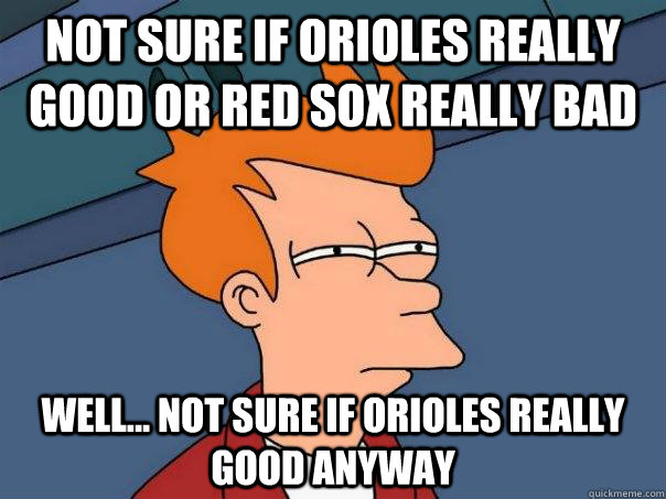 Not sure if Orioles really good or Red Sox really bad Well... not sure if Orioles really good anyway - Not sure if Orioles really good or Red Sox really bad Well... not sure if Orioles really good anyway  Futurama Fry