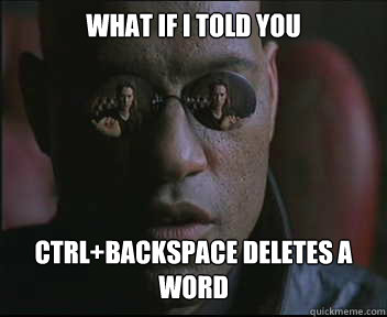 What if i told you Ctrl+backspace deletes a word  Morpheus SC