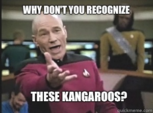 Why don't you recognize These kangaroos?  Annoyed Picard
