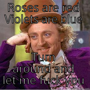 ROSES ARE RED VIOLETS ARE BLUE TURN AROUND AND LET ME FUCK YOU Condescending Wonka
