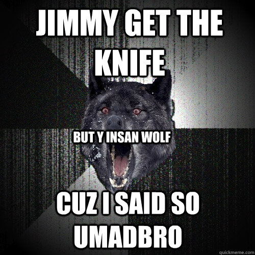 JIMMY GET THE KNIFE CUZ I SAID SO UMADBRO BUT Y INSAN WOLF  Insanity Wolf