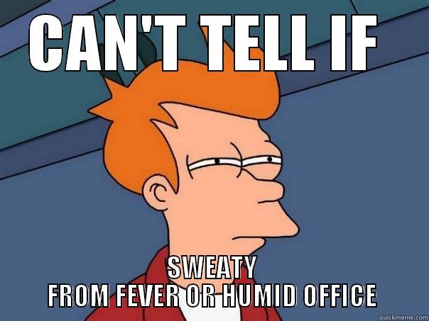 CAN'T TELL IF  SWEATY FROM FEVER OR HUMID OFFICE Futurama Fry