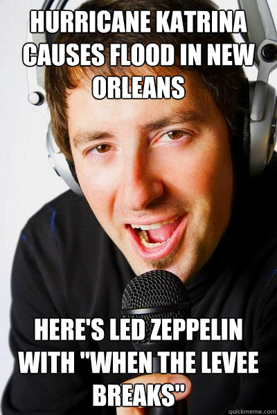 hurricane katrina causes flood in new Orleans here's led zeppelin with 